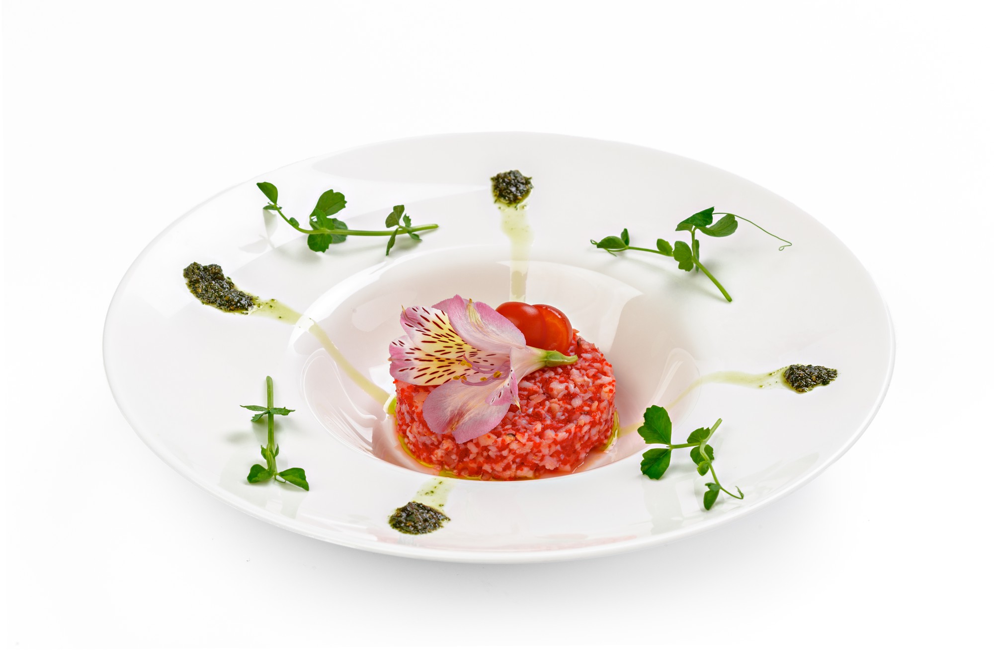 Dettaglio di composizione del piatto con texture